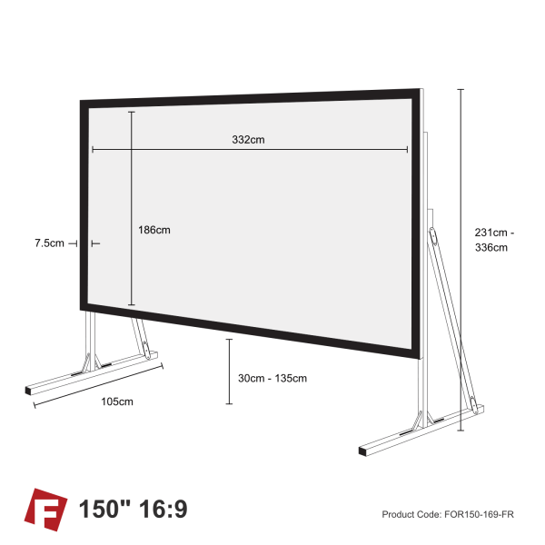 Hire Fast Fold Projection Screen, 10ft x 6ft 150″ 16:9, Front + Rear - Image 4