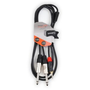 iCORE 170 - 3.5mm Stereo Mini Jack Plug - 2 x 6.35mm Mono Jack Plugs Audio Signal Cable