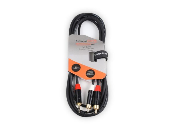 iCORE 215 - 3.5mm Stereo Mini Jack Plug - 2 x Male RCA Phono Plugs Audio Signal Cable