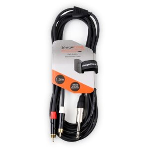 iCORE 300 - 6.35mm Stereo Jack Plug - 2 x Male RCA Phono Plugs, Audio Signal Cable