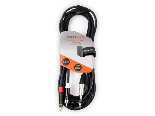 iCORE 300 - 6.35mm Stereo Jack Plug - 2 x Male RCA Phono Plugs, Audio Signal Cable