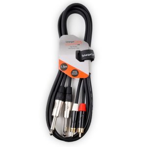 iCORE 310 - 2 x 6.35mm Mono Jack Plug - 2 x Male RCA Phono Plugs, Audio Signal Cable