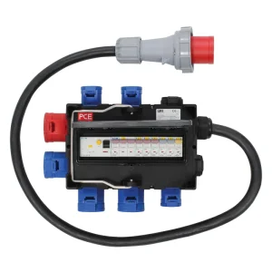 ISCHL Distribution Box 63A 415V In, 1x32/3 + 3x32A + 3x16A + 2x13A Out