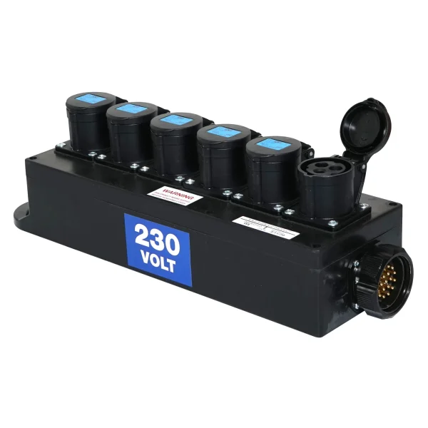 Socapex Breakout Box, 19-Pin to 6x16A Sockets