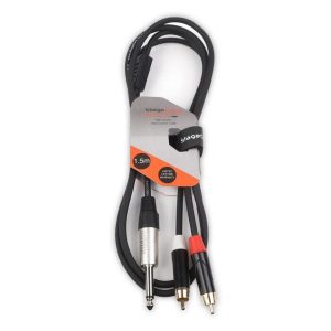 iCORE 290 - 6.35mm Mono Jack Plug - 2 x Male RCA Phono Plugs Audio Signal Cable