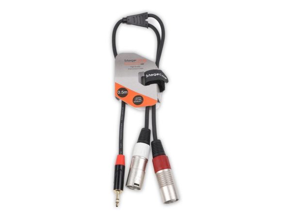 iCORE 320 - 2 x Male XLR Connectors - 1 x 3.5mm Stereo Mini Jack Plug, Audio Signal Cable