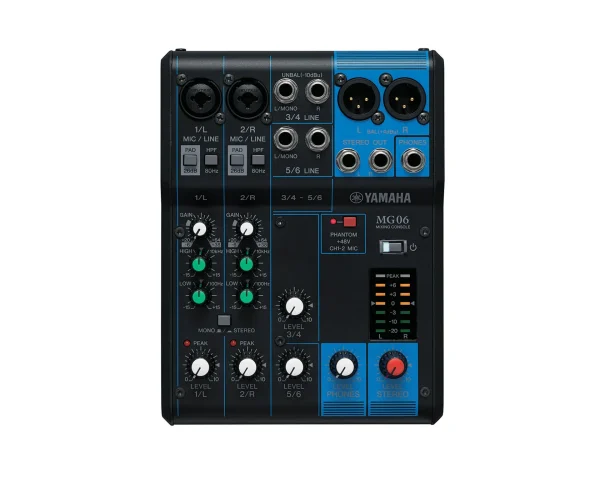 Yamaha MG06 6-Channel Mixing Console 2 Mic / 6 Line with Knobs